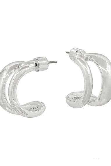Open Double Layered Hoop Earrings in Gold or Silver