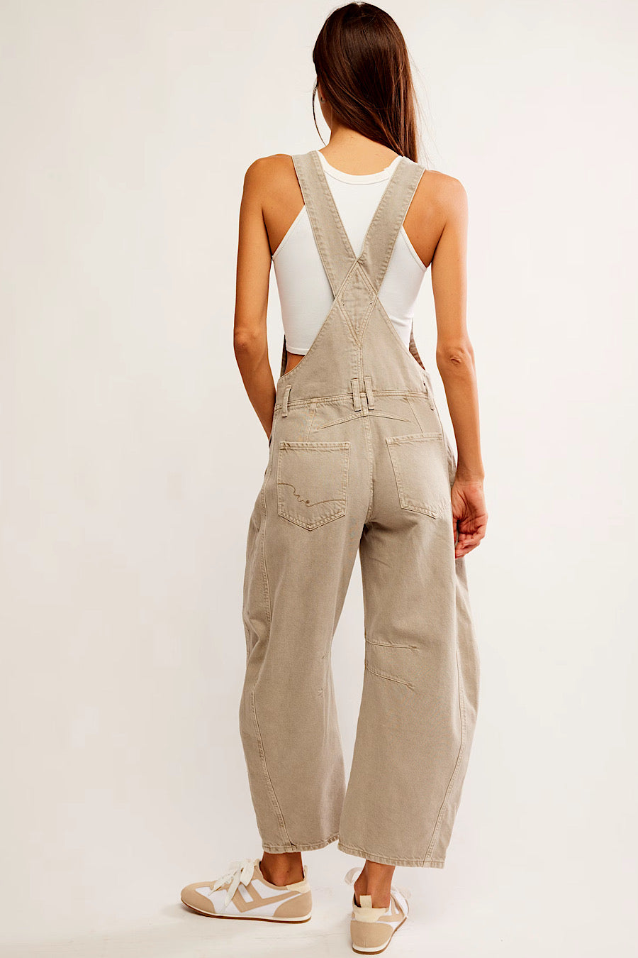Free People Good Luck Barrel Overalls Cobblestone