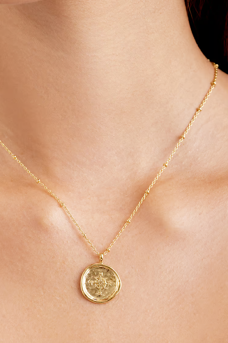 Gorjana Compass Coin Necklace Gold