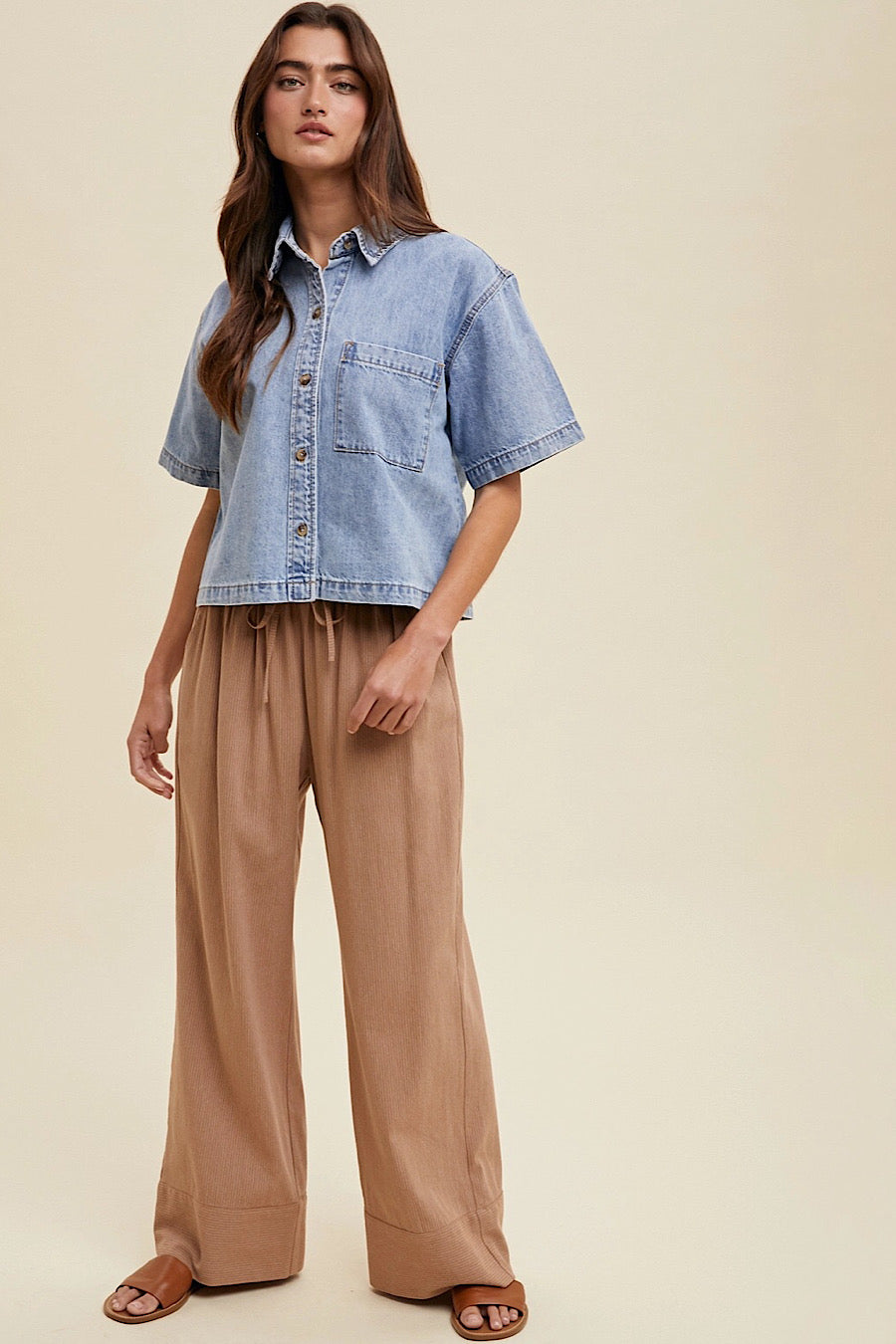 Rachel Short Sleeve Denim Shirt