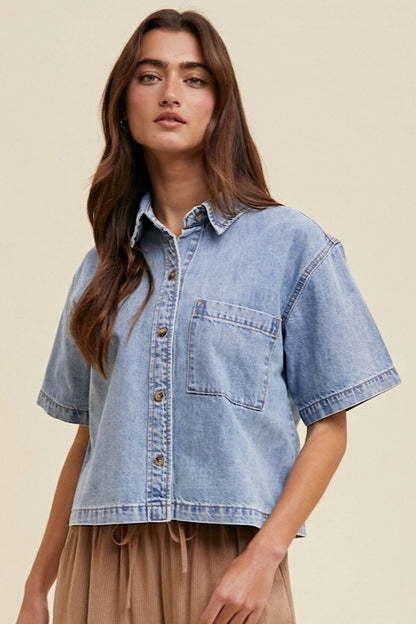 Rachel Short Sleeve Denim Shirt