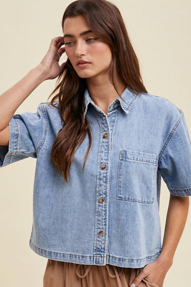 Rachel Short Sleeve Denim Shirt