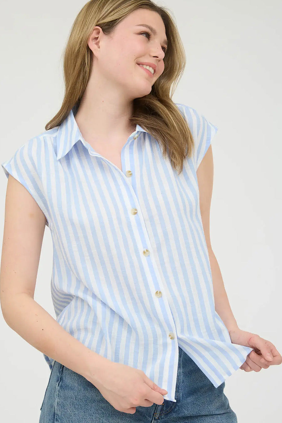 Rays of Blue Striped Button Down Shirt