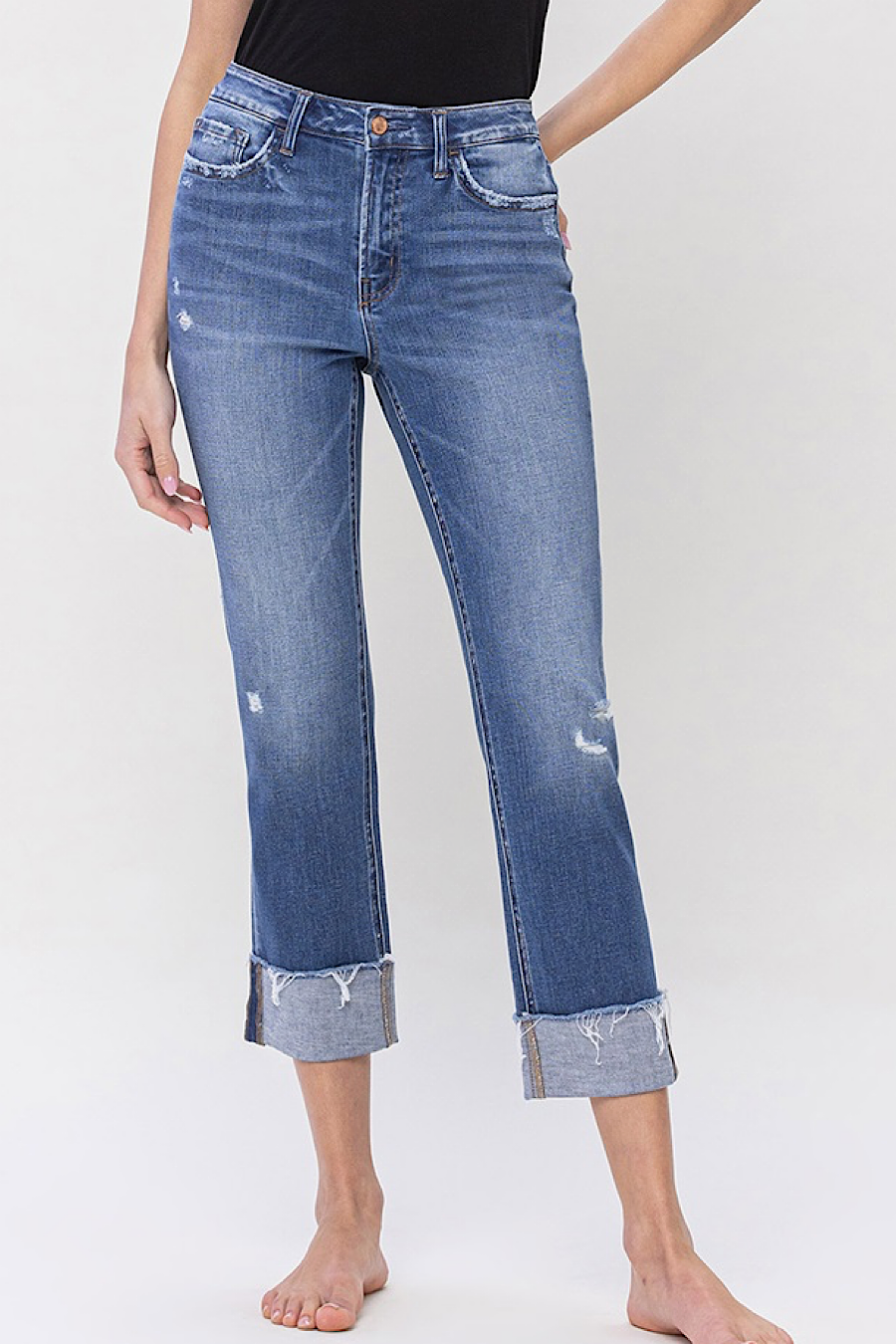Sensible Cuffed Straight Jeans