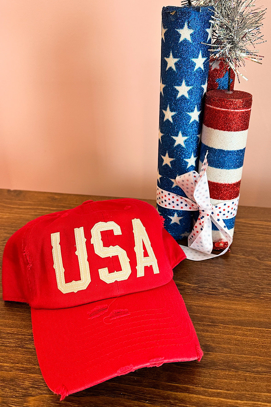 USA Cotton Distressed Hat in Several Colors