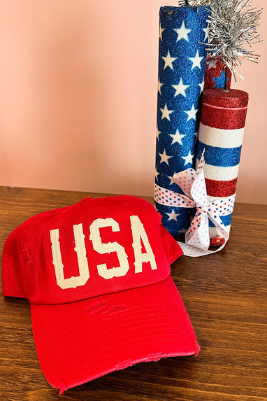 USA Cotton Distressed Hat in Several Colors