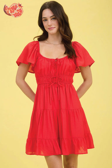 American Girl Tiered Mini Dress in Red