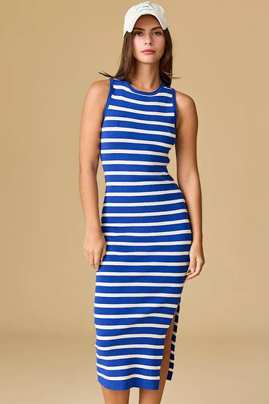 Liberty Striped Midi Dress Blue & White