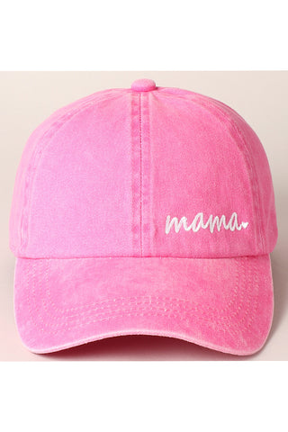 Mama Embroidered Cotton Hat Pink