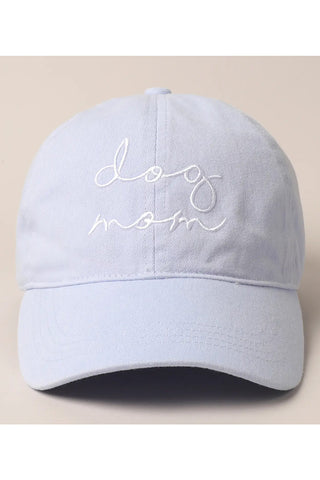 Dog Mom Embroidered Hat Light Blue