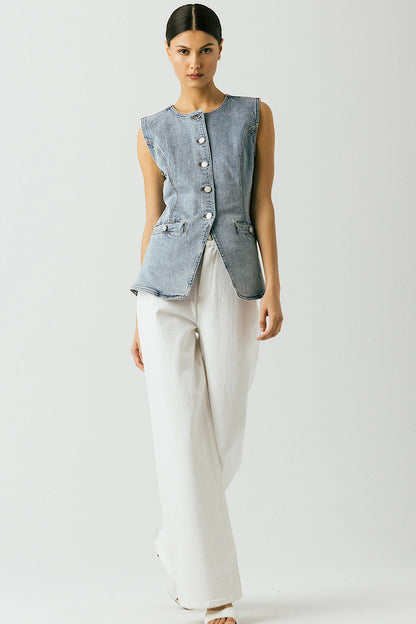 BLANK NYC Summer Vibes Denim Vest Top