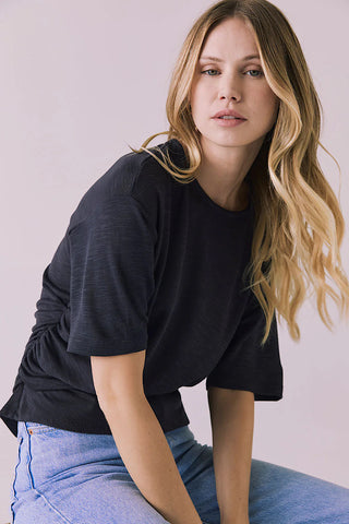 Chaser Brand Shea Shirred Tee Black