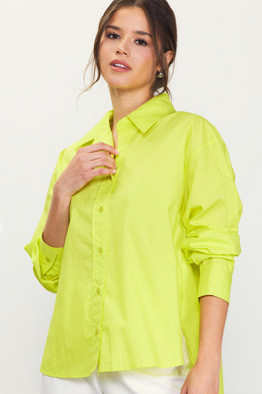 Poplin Lime Button Down Shirt