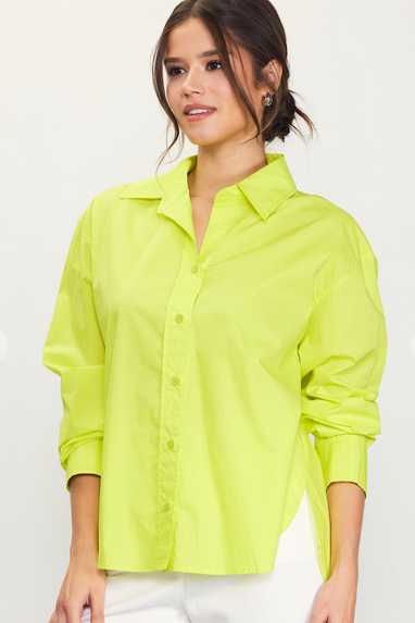 Poplin Lime Button Down Shirt