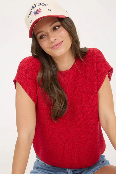 Give Me Freedom Knit Top in Red