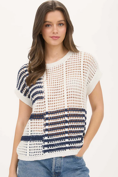 Stripes of Freedom Crochet Knit Top