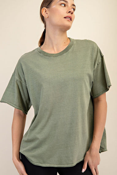 Landon Washed Cotton T-Shirt Olive