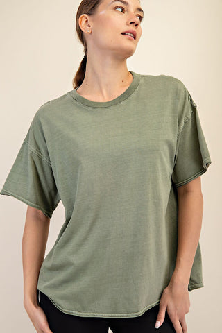 Landon Washed Cotton T-Shirt Olive