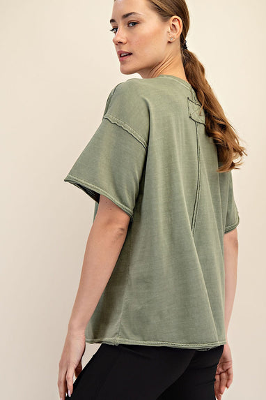 Landon Washed Cotton T-Shirt Olive