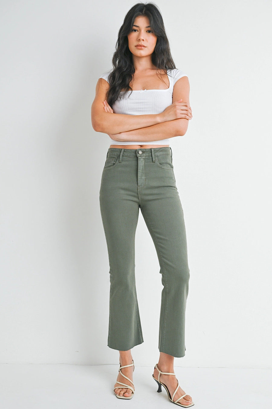 JBD Vintage Olive Crop Ankle Jeans