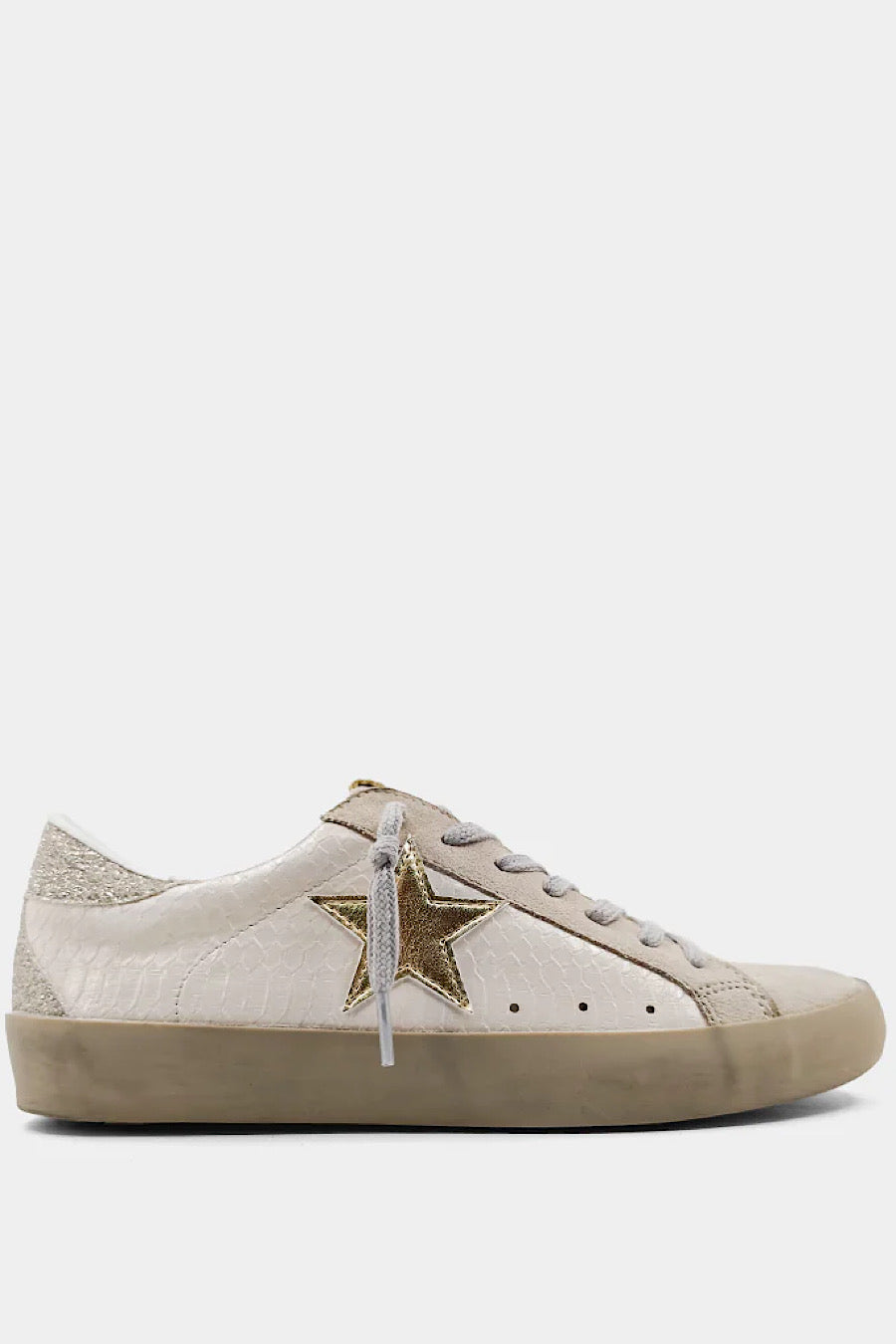 Shu Shop Paula Star Sneakers in Bone Snake