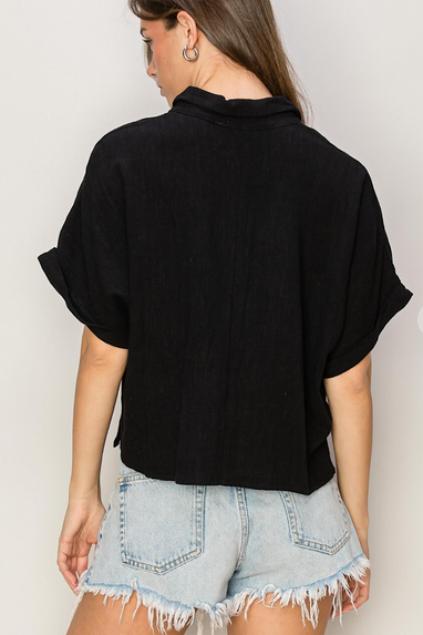 One Last Day Linen Shirt in Black