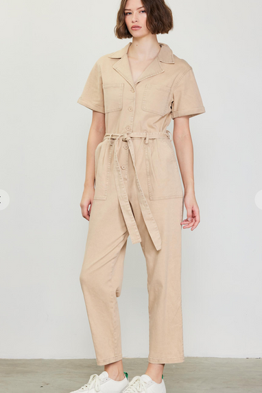 Kendall Belted Utility Jumpsuit in Khaki