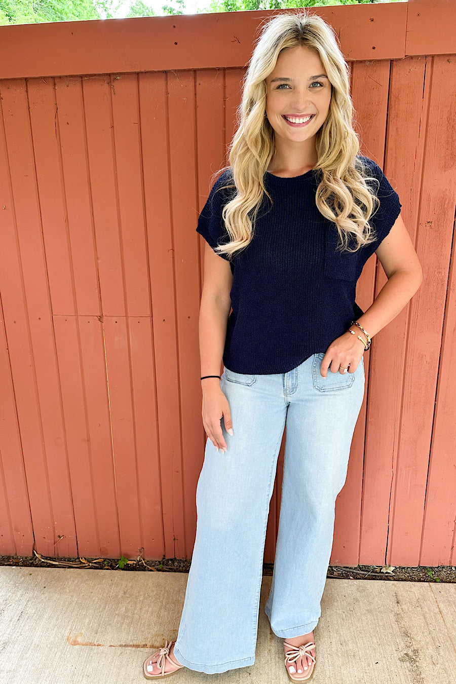 Give Me Freedom Knit Top in Navy Blue