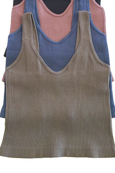Ribbed Tank Crop Brami Top White or Mink