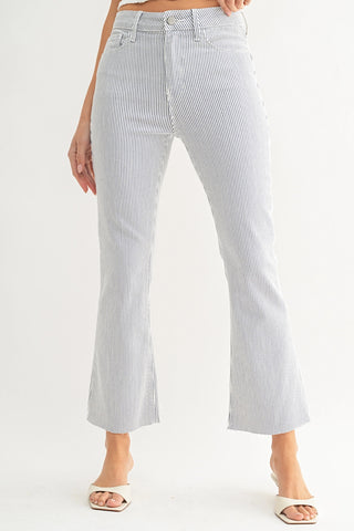 Railway Stripe High Rise Demi-Flare Jeans