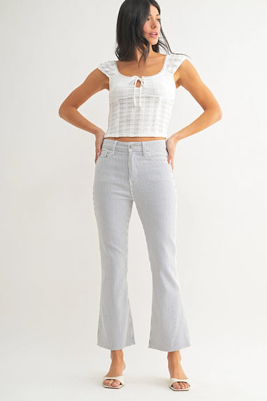 Railway Stripe High Rise Demi-Flare Jeans