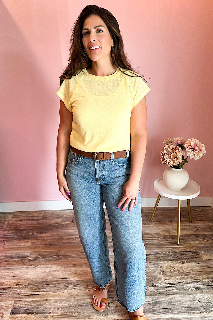 Ivy Cap Sleeve T-Shirt in Lemon Yellow