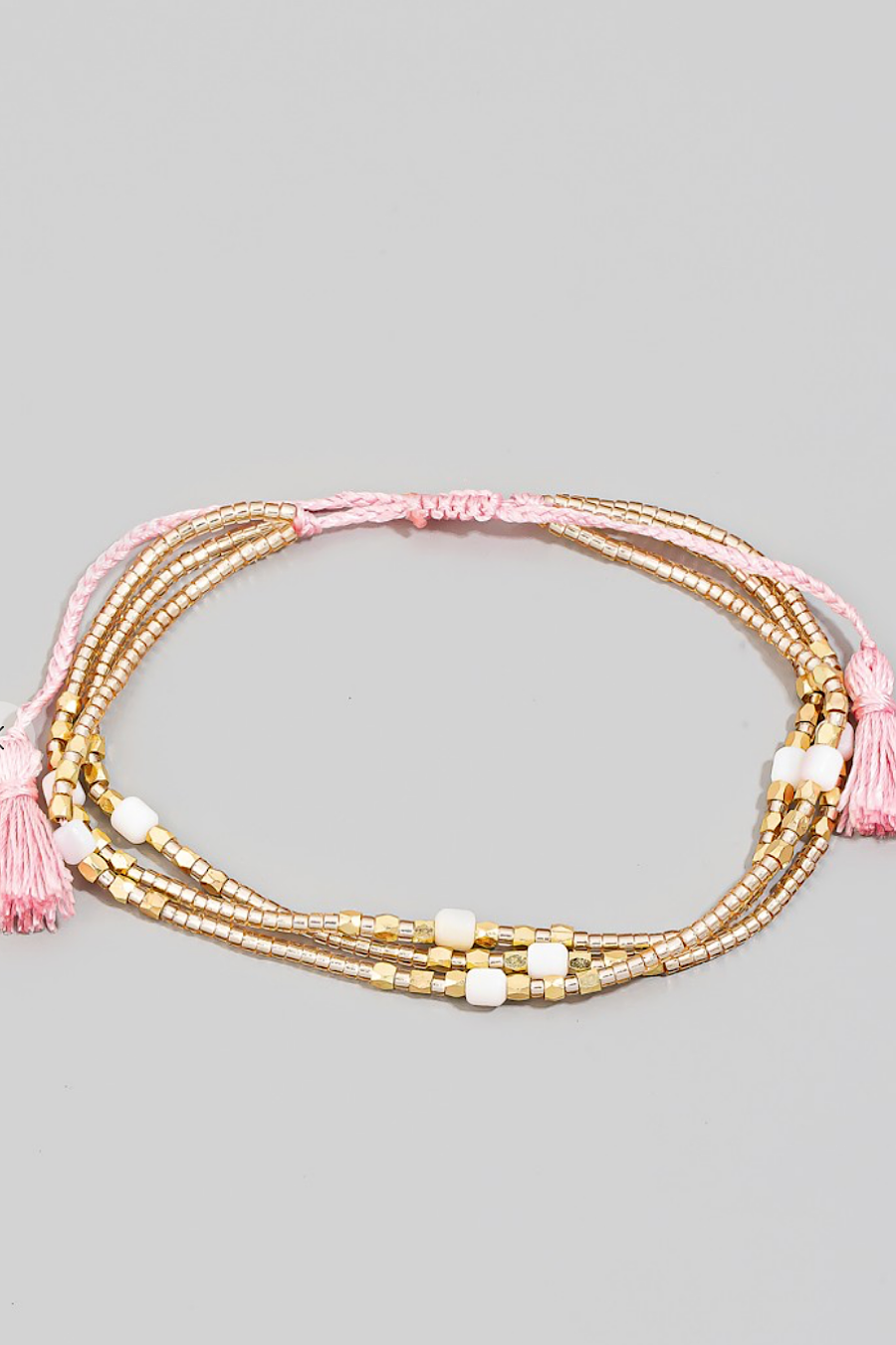 Seed Bead Corded Rope Bracelet Set Black