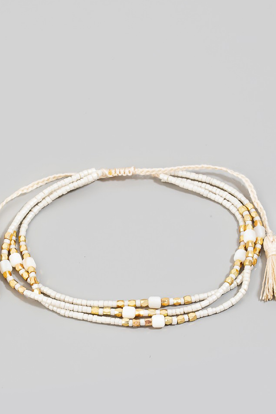 Seed Bead Corded Rope Bracelet Set Black