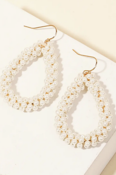 Pearl Teardrop Cluster Earrings