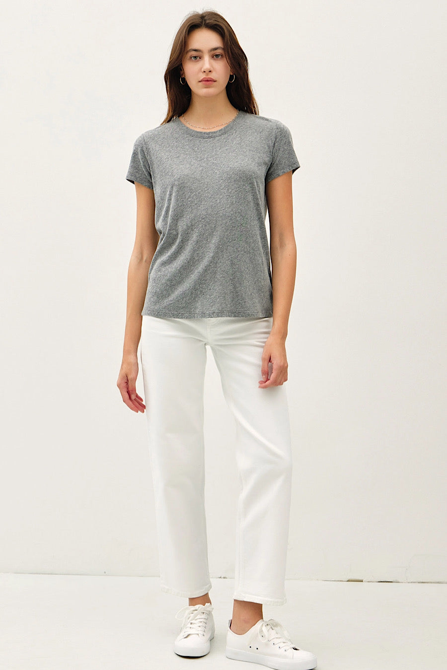 Dylan Crewneck T-Shirt in Heather Grey