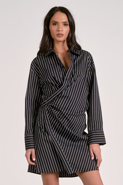 Boardroom Asymetrical Striped Shirt Dress
