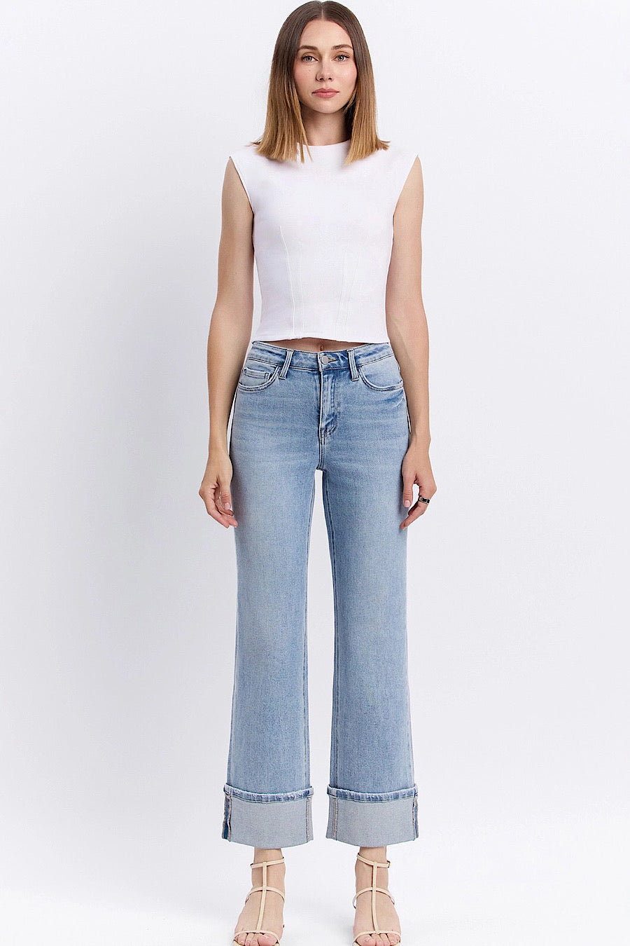 Flying Monkey Elan Cuffed Slim Wide Leg Jeans