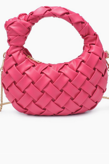 Nadia Woven Crossbody Handbag Hot Pink