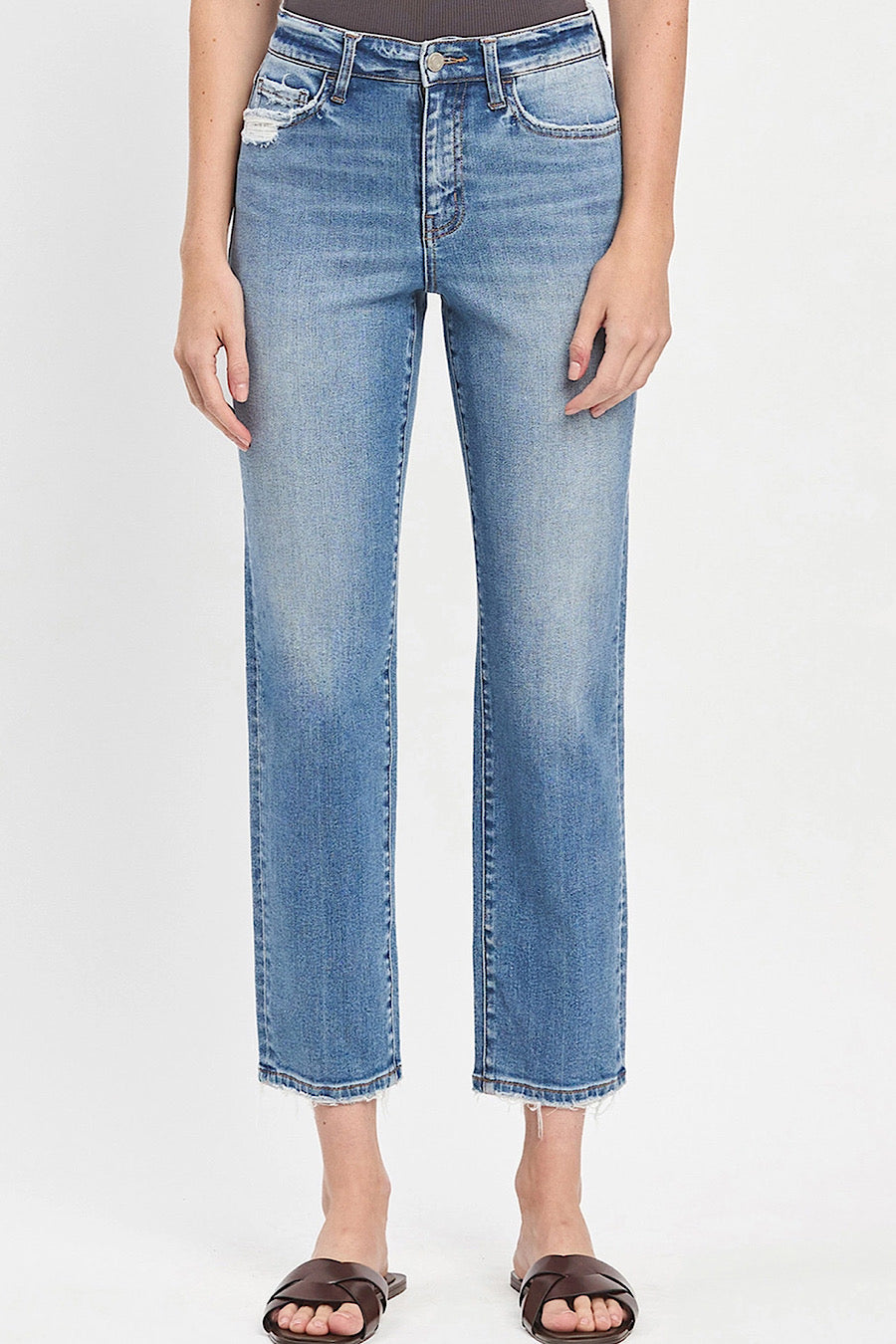 Lauren High Rise Slim Straight Leg Jeans