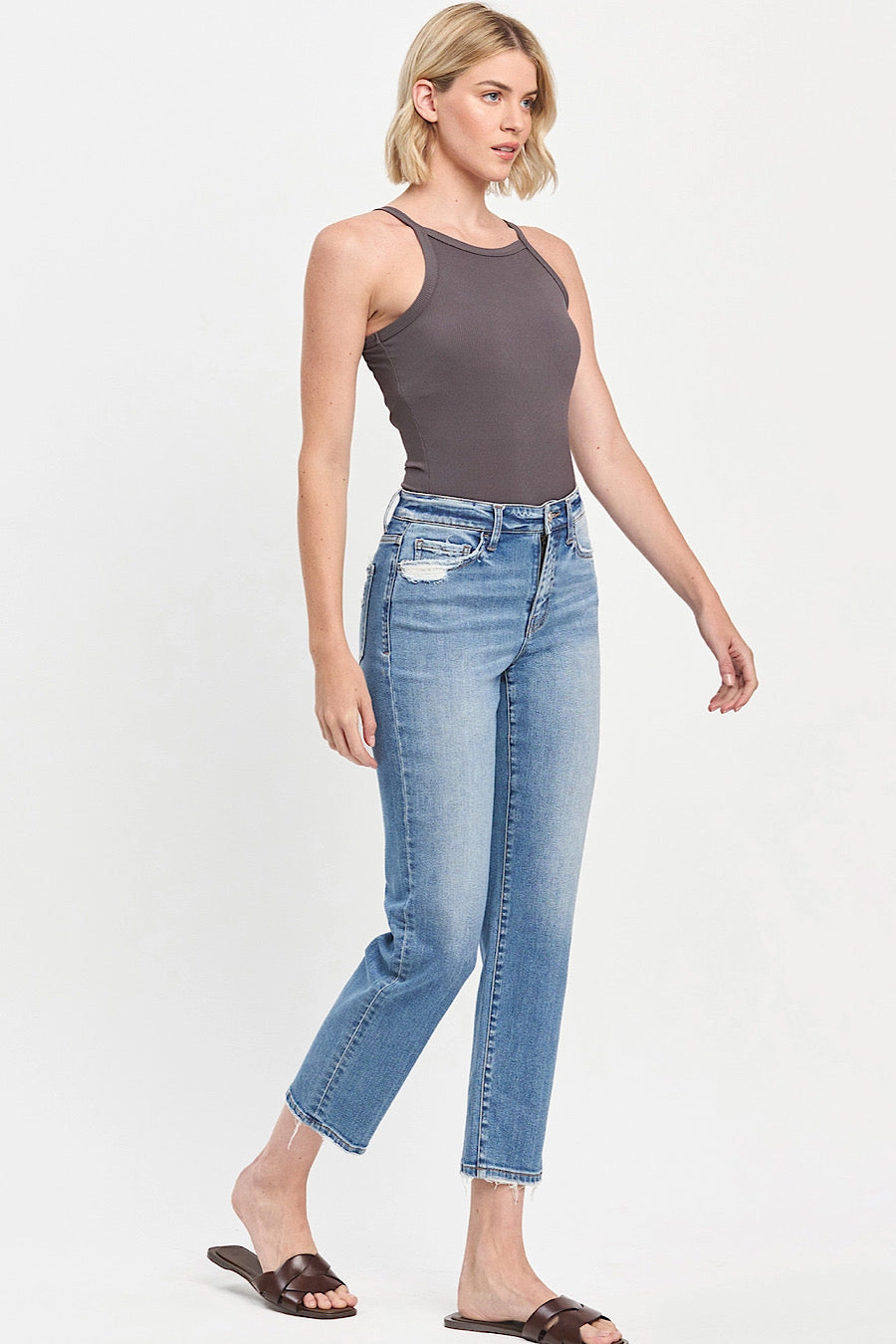 Lauren High Rise Slim Straight Leg Jeans