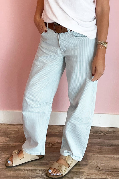 Vervet High Rise Striped Barrel Jeans