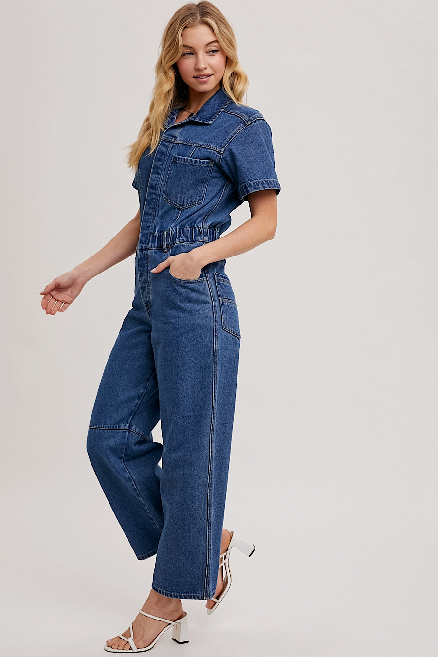 Carpenter Short Sleeve Denim Jumpsuit