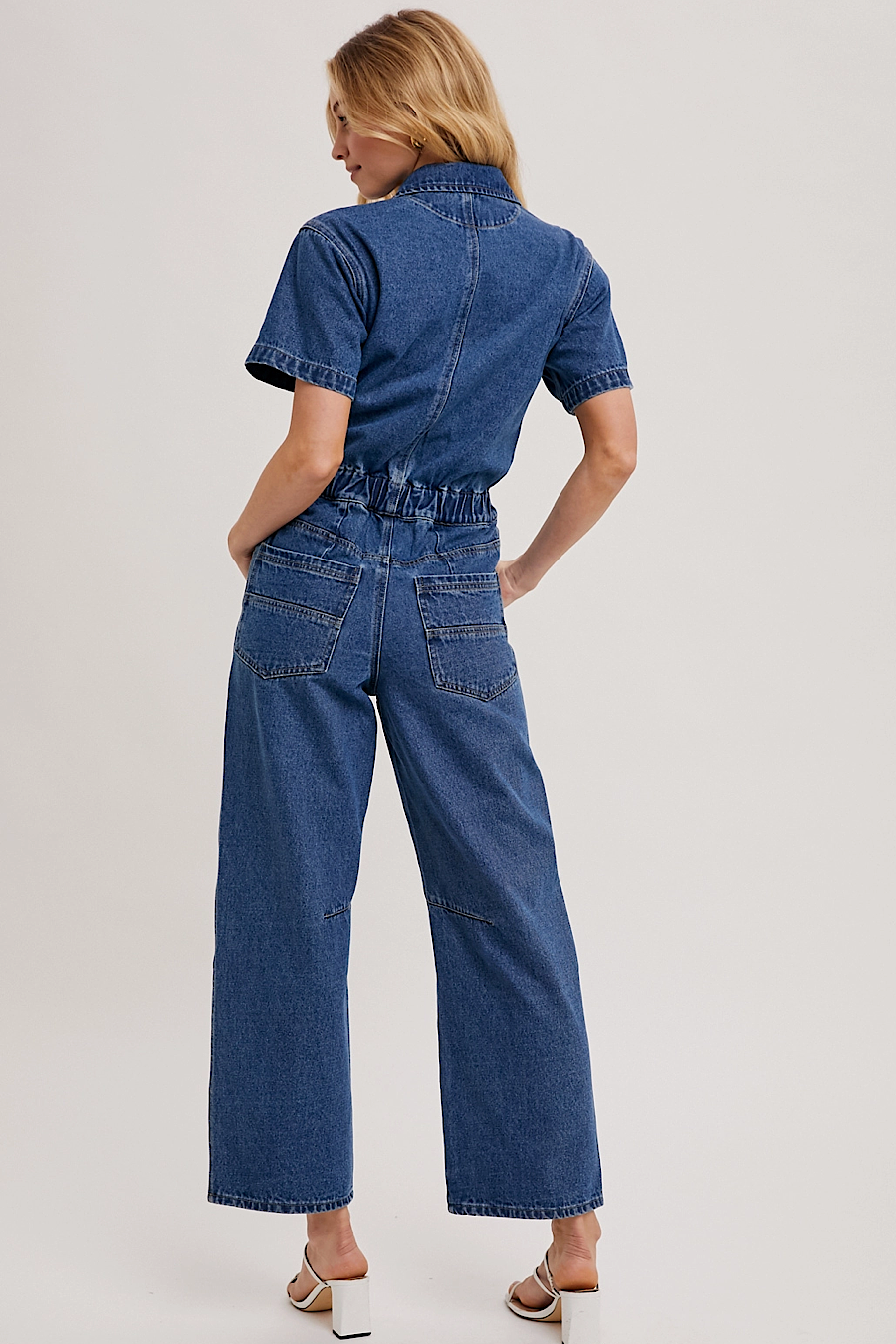 Carpenter Short Sleeve Denim Jumpsuit