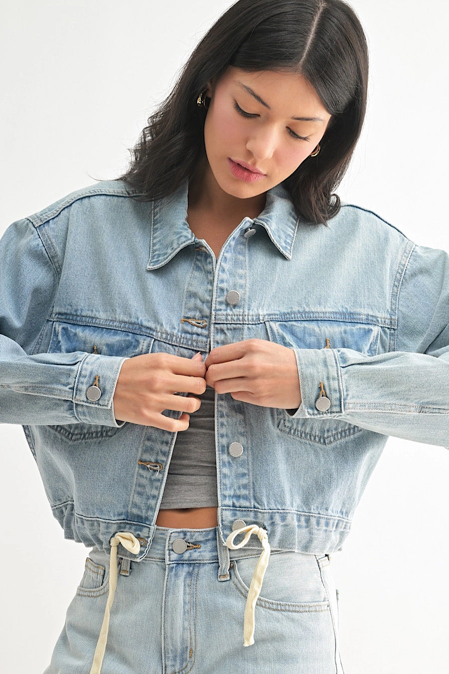Catch A Break Tied Waist Denim Jacket