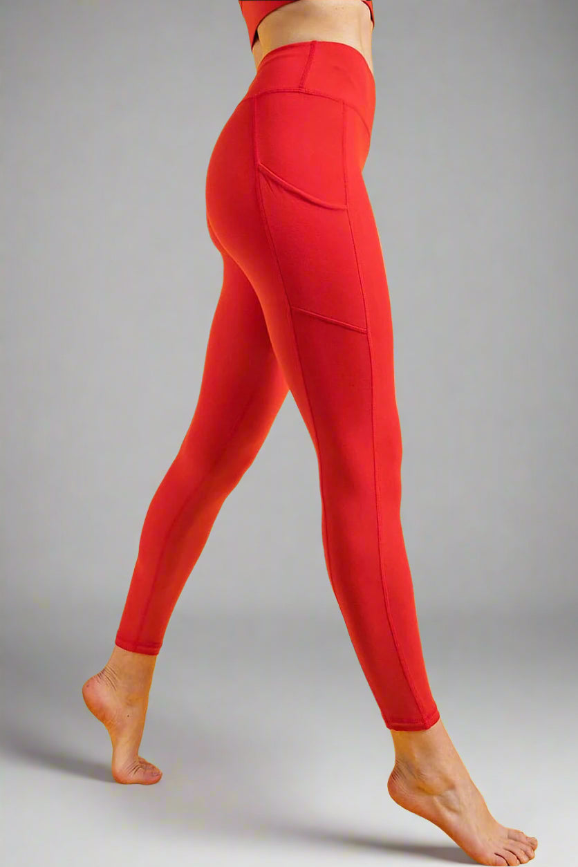 Butter Basic Pocket Leggings in True Red