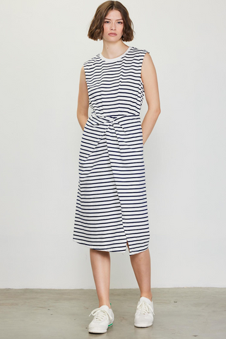 Meadows Striped Dress in White/Navy