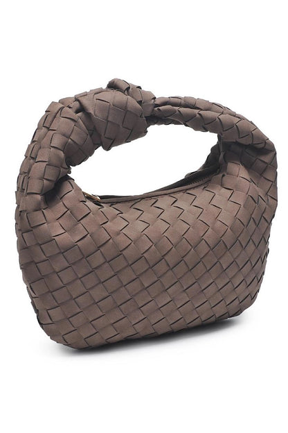 Tracy Suede Woven Clutch Handbag Chocolate Brown