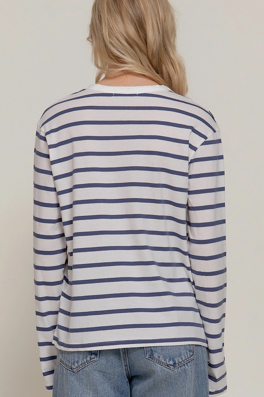 Destiny Calls Striped Long Sleeve Tee Blue
