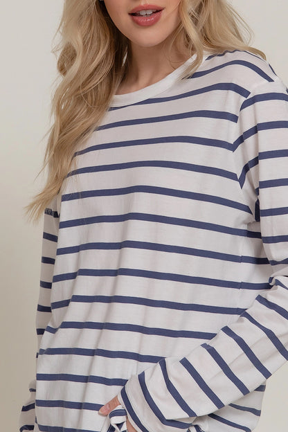 Destiny Calls Striped Long Sleeve Tee Blue
